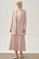 Büyük Beden Pili Detaylı Etek - Bej TUGBA