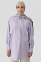 Büzgü Kesik Detaylı Tunik - Lila TUGBA