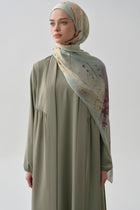 Büzgülü Beli Kuşaklı Abaya - Mint TUGBA