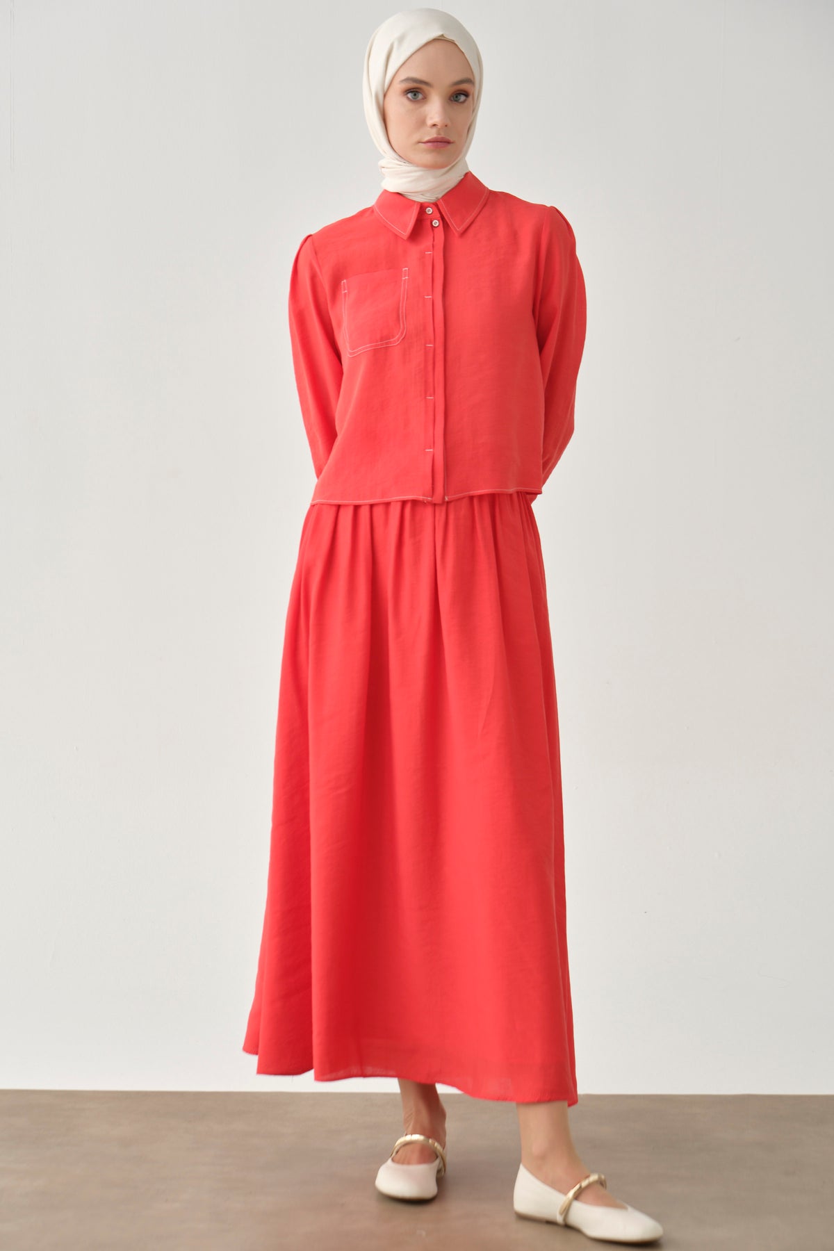 Falda plisada - Coral