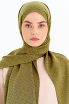 Kare Desen Capri Şal - Haki TUGBA