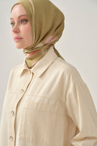 Cep Detaylı Uzun Ceket - Ekru TUGBA