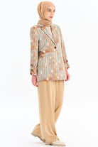 Cep Kapaklı Bol Paça Pantolon - Camel TUGBA