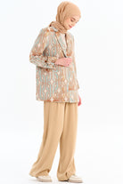 Cep Kapaklı Bol Paça Pantolon - Camel TUGBA