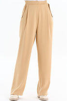 Cep Kapaklı Bol Paça Pantolon - Camel TUGBA