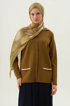 Cepleri Çizgi Detaylı Hırka - Olive TUGBA