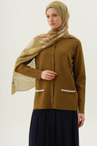 Cepleri Çizgi Detaylı Hırka - Olive TUGBA