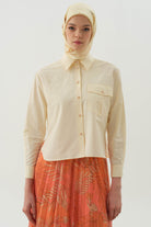 Cepli Crop Gömlek - Bej - Mercan TUGBA