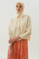 Cepli Crop Gömlek - Bej - Mercan TUGBA