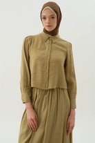 Cepli Crop Gömlek - Olive TUGBA