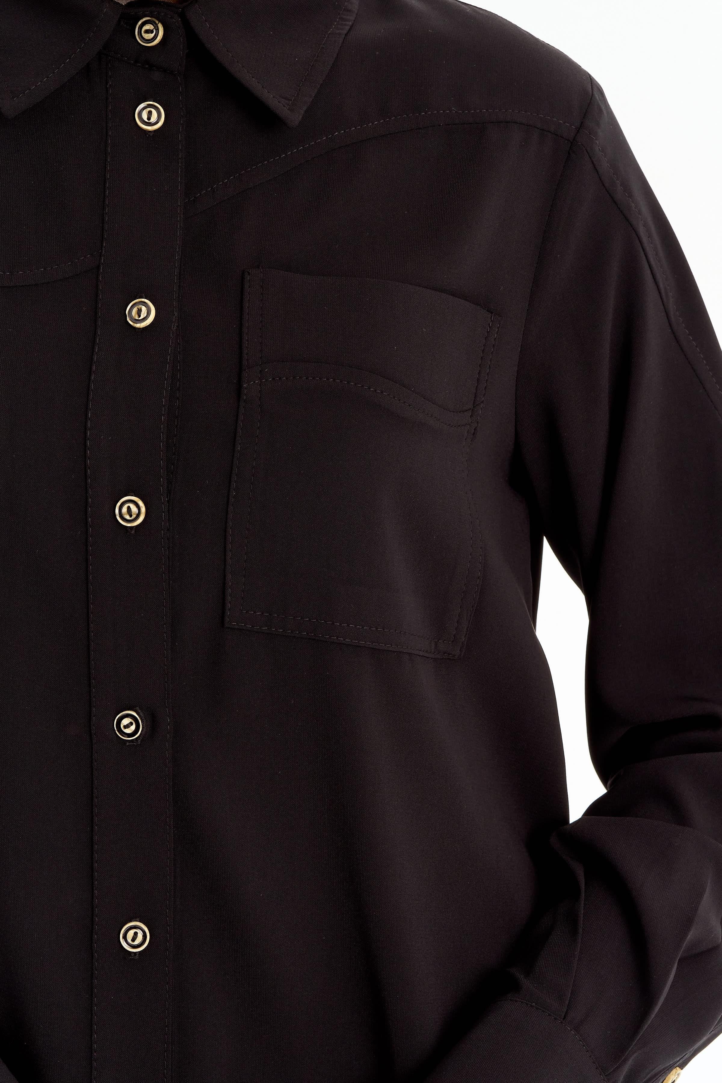 Cepli Kesik Detaylı Tunik - Siyah TUGBA