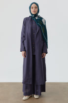 Cepli Kuşaklı Uzun Giy-Çık - İndigo TUGBA