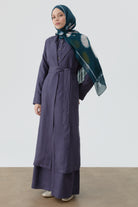 Cepli Kuşaklı Uzun Giy-Çık - İndigo TUGBA