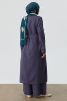 Cepli Kuşaklı Uzun Giy-Çık - İndigo TUGBA