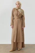 Cepli Kuşaklı Uzun Giy-Çık - Vizon TUGBA