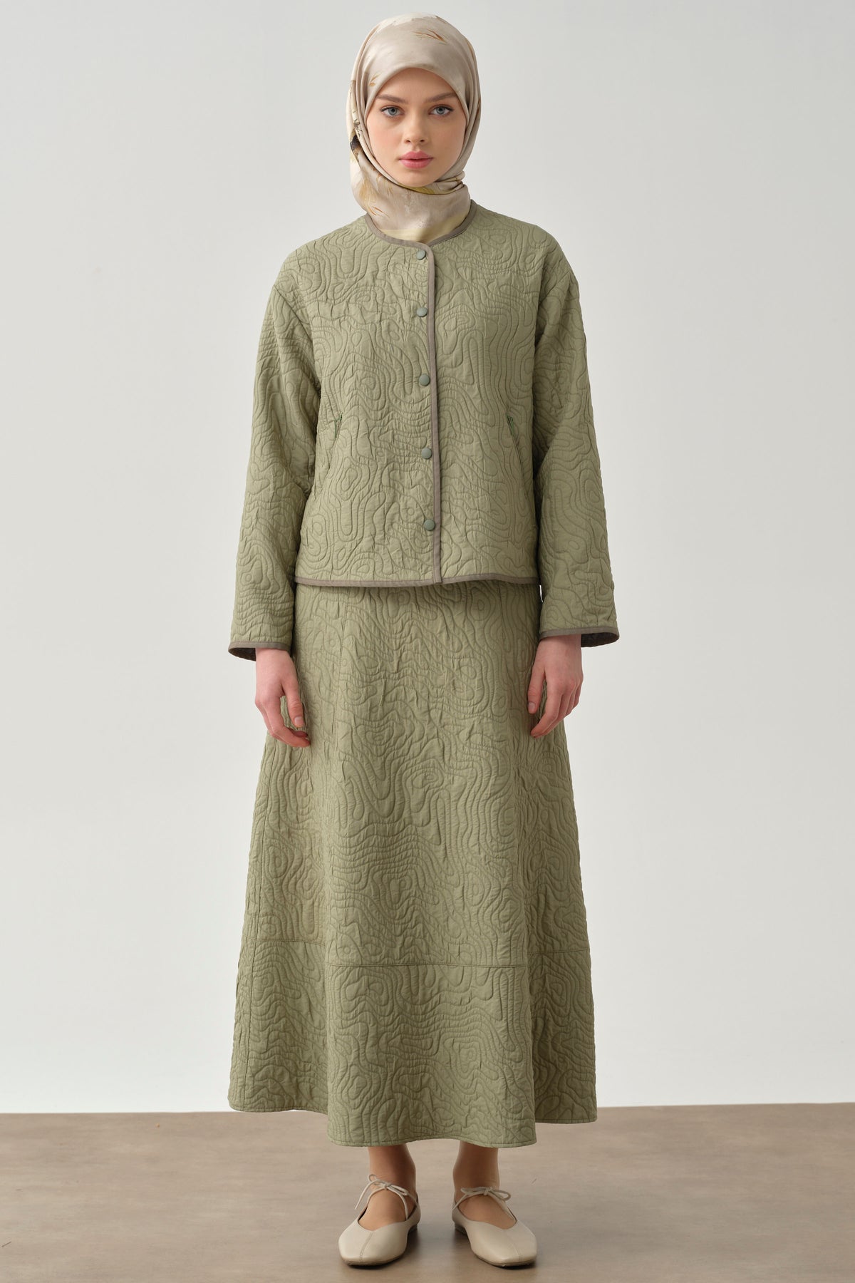 Falda acolchada con bolsillos - Menta
