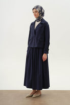 Cepsiz Pileli Etek - Lacivert TUGBA