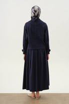 Cepsiz Pileli Etek - Lacivert TUGBA