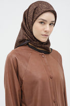 Çerçeveli Sura İpek Eşarp - Acı Kahve TUGBA