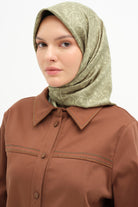 Çerçeveli Twill İpek Eşarp - Fıstık Yeşili TUGBA