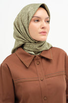 Çerçeveli Twill İpek Eşarp - Fıstık Yeşili TUGBA