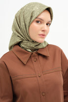 Çerçeveli Twill İpek Eşarp - Fıstık Yeşili TUGBA