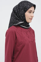 Çerçeveli Twill İpek Eşarp - Siyah TUGBA