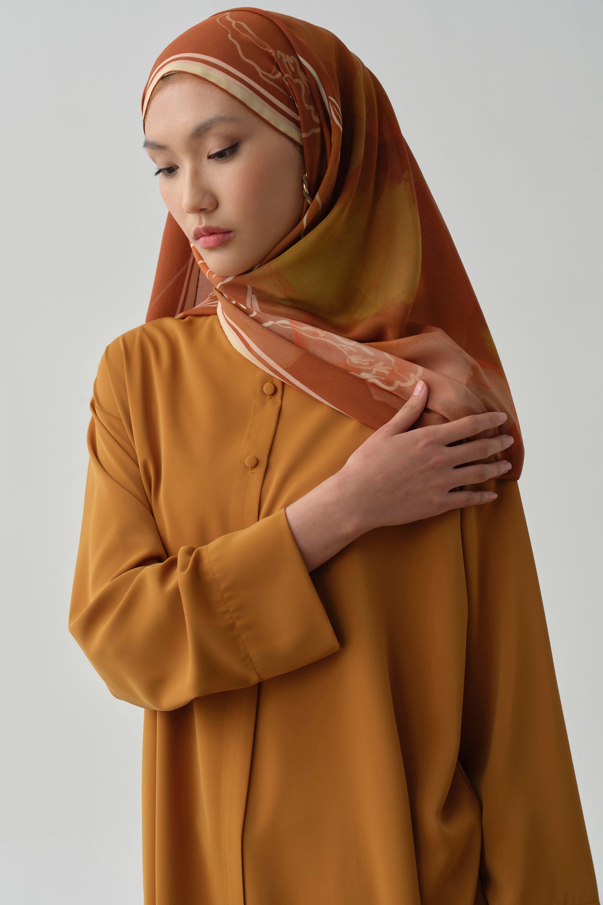 Sükun Crepe Silk Shawl - Brick