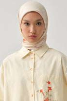 Süregan Twill İpek Eşarp - Krem TUGBA