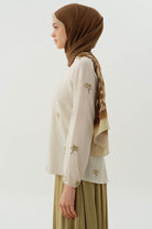 Çiçek Desenli Bluz - Haki TUGBA