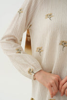 Çiçek Desenli Bluz - Haki TUGBA