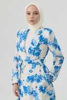 Çiçek Desenli Ceket - Mavi TUGBA