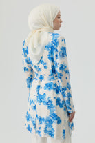 Çiçek Desenli Ceket - Mavi TUGBA