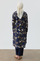 Çiçek Desenli Kemerli Tunik - Lacivert TUGBA