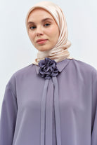 Çiçekli Kravat Detaylı Tunik - Lila TUGBA