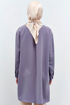 Çiçekli Kravat Detaylı Tunik - Lila TUGBA