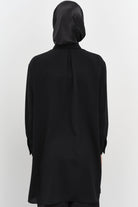 Çiçekli Kravat Detaylı Tunik - Siyah TUGBA