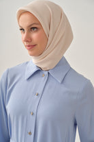 Çift Dolama Kemerli Uzun Tunik - Açık Mavi TUGBA