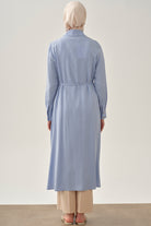 Çift Dolama Kemerli Uzun Tunik - Açık Mavi TUGBA