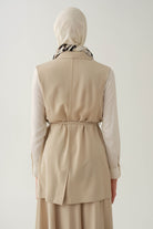Çift Kat Biye Kemerli Yelek - Bej TUGBA