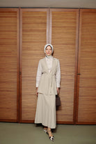 Çift Kat Biye Kemerli Yelek - Bej TUGBA