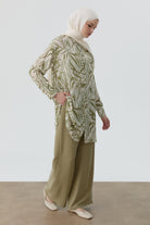 Çift Pile Detaylı Pantolon - Olive TUGBA