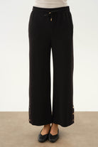 Çıtçıt Yırtmaç Detaylı Örme Tunik - Siyah TUGBA