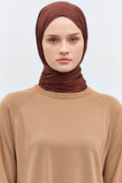 Çizgi Desen Viskon Şal - Açık Kahve TUGBA