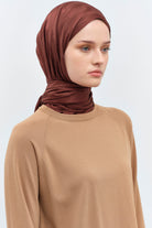 Çizgi Desen Viskon Şal - Açık Kahve TUGBA