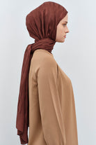 Çizgi Desen Viskon Şal - Açık Kahve TUGBA