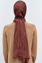 Çizgi Desen Viskon Şal - Açık Kahve TUGBA