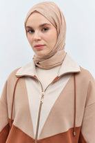 Çizgi Desen Viskon Şal - Bej TUGBA