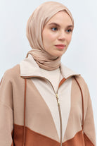 Çizgi Desen Viskon Şal - Bej TUGBA