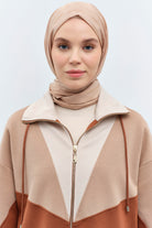 Çizgi Desen Viskon Şal - Bej TUGBA